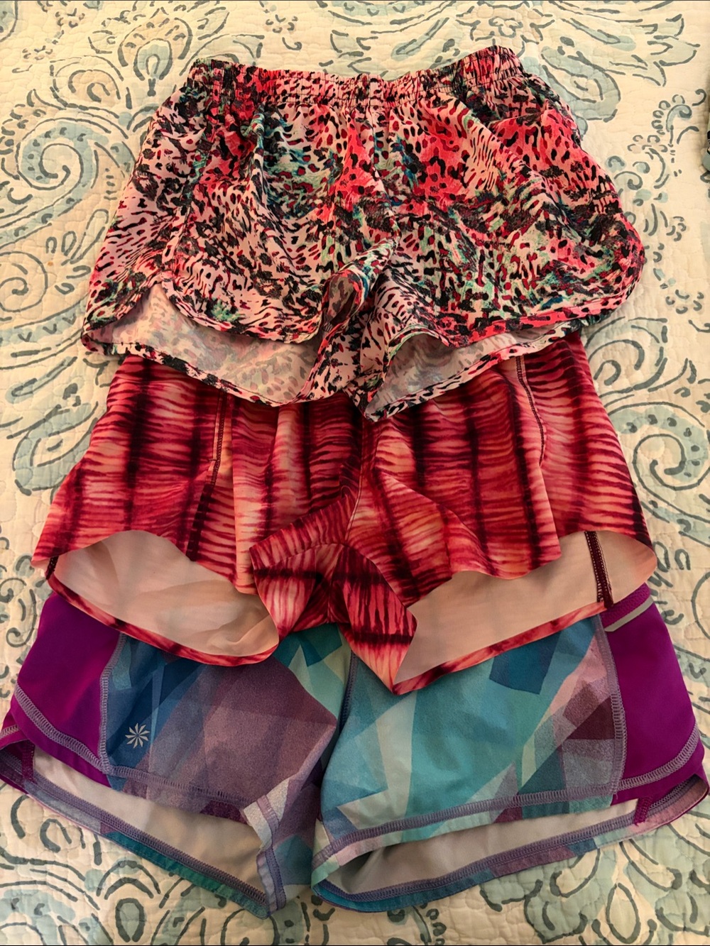 Athleta Pink, Purple and Blue Layered Active Girls Shorts